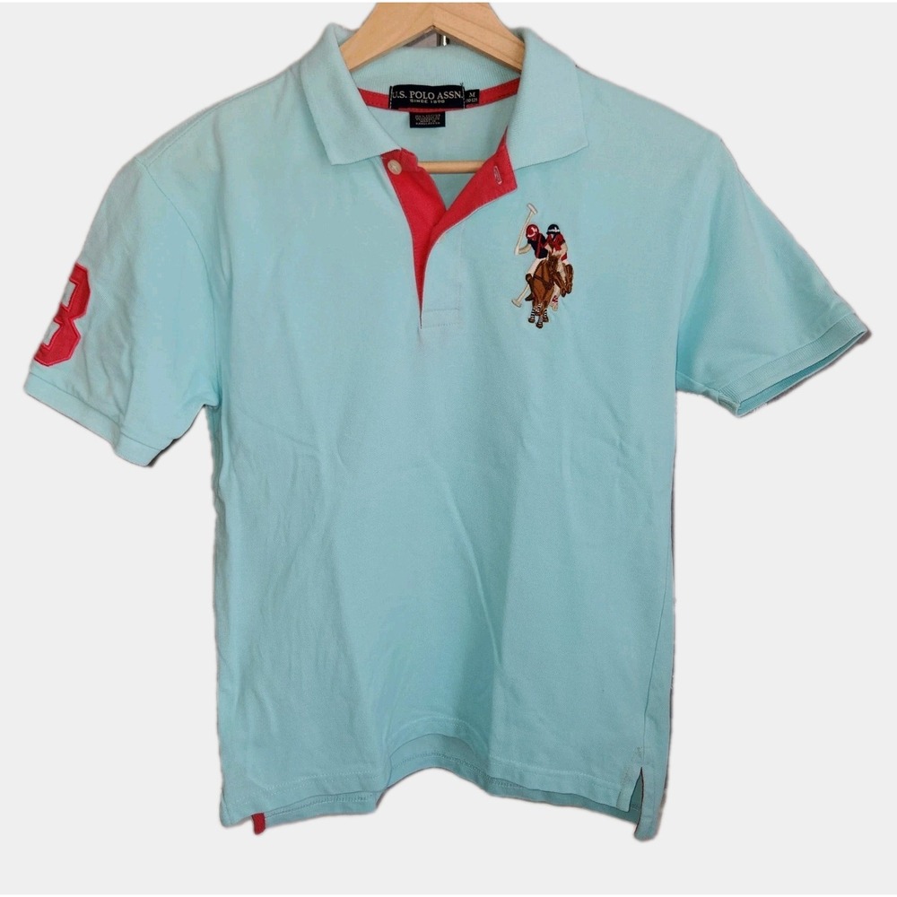 US Polo Association Boys Turquoise Short-Sleeve Polo Shirt -‎ Size M (10-12)